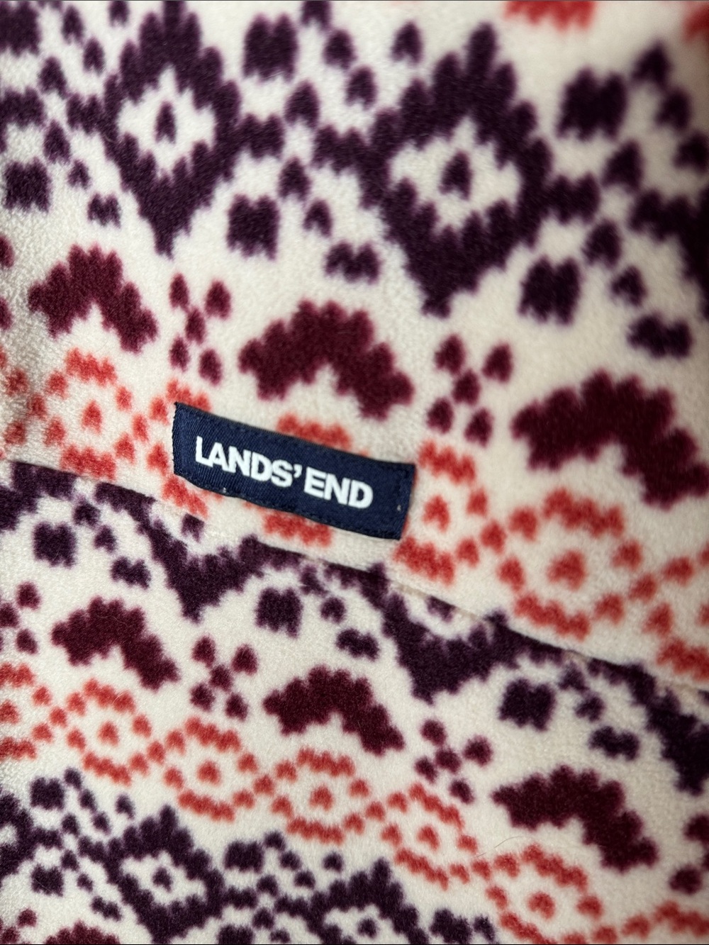 Lands’ End Heritage Snap Neck Fleece Pullover Fair Isle Print 3X 24W/26W - Picture 9 of 14